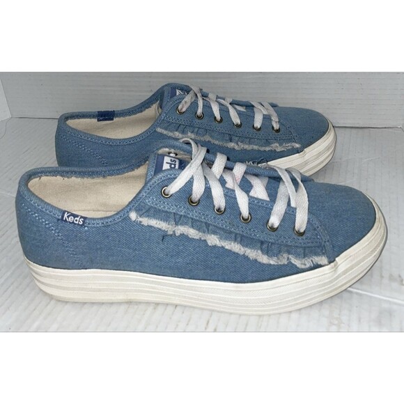 Keds Sneakers Women’s 9.5 Denim Lift Platform Low Top Boho Chunky Y2K Retro - Picture 1 of 14